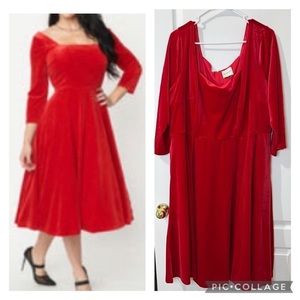 Royal monk Unique Vintage swing velvet midi dress 4XL